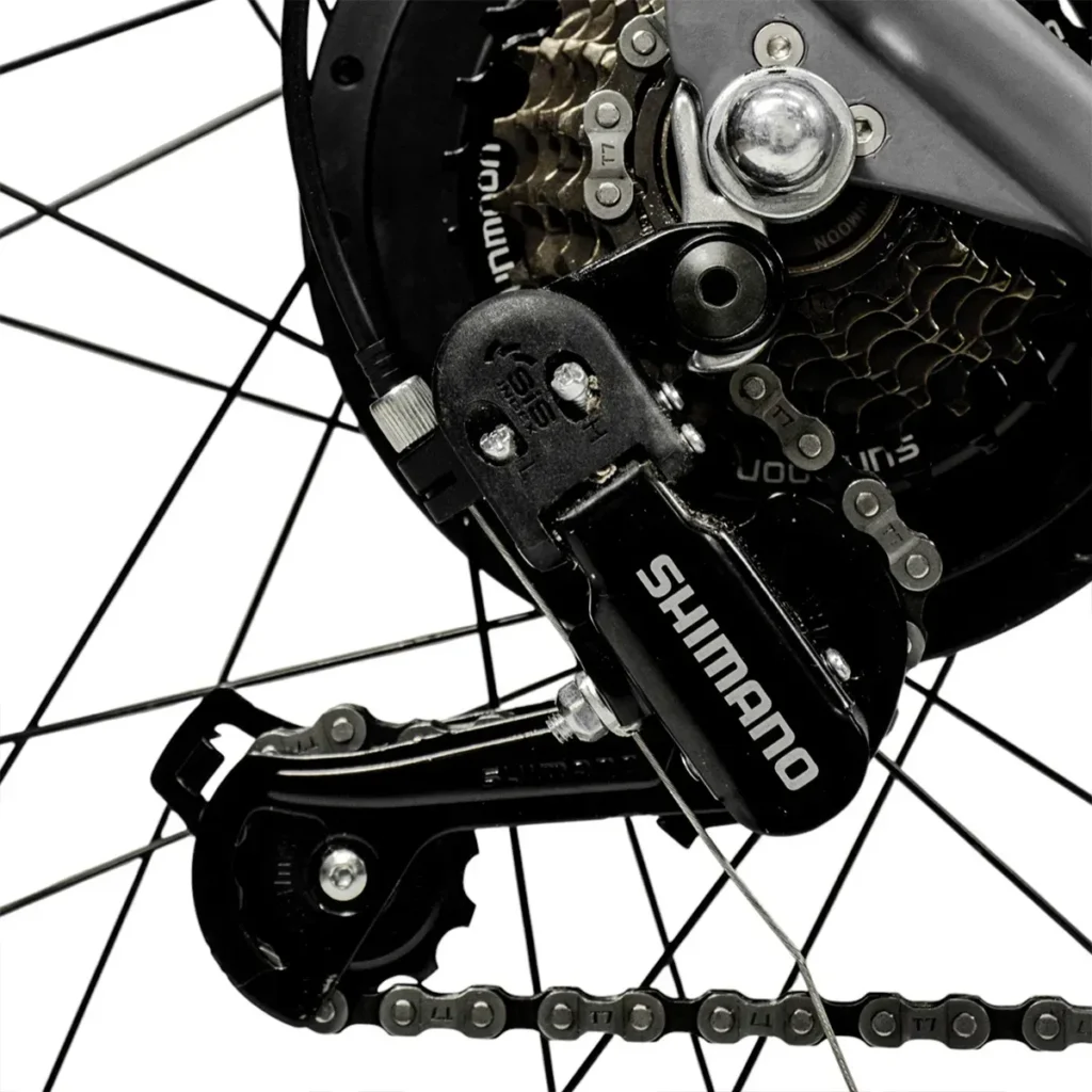 Detalhe do Cambio Shimano na Bicicleta Eletrica Extreme X1 48v Bikelete