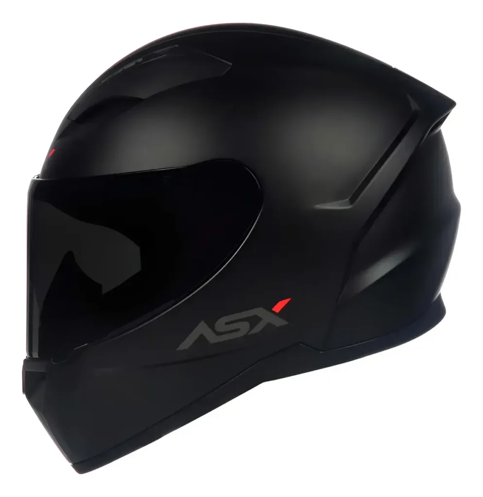 Capacete Asx City Solid Preto Fosco + Viseira Fumê Lateral