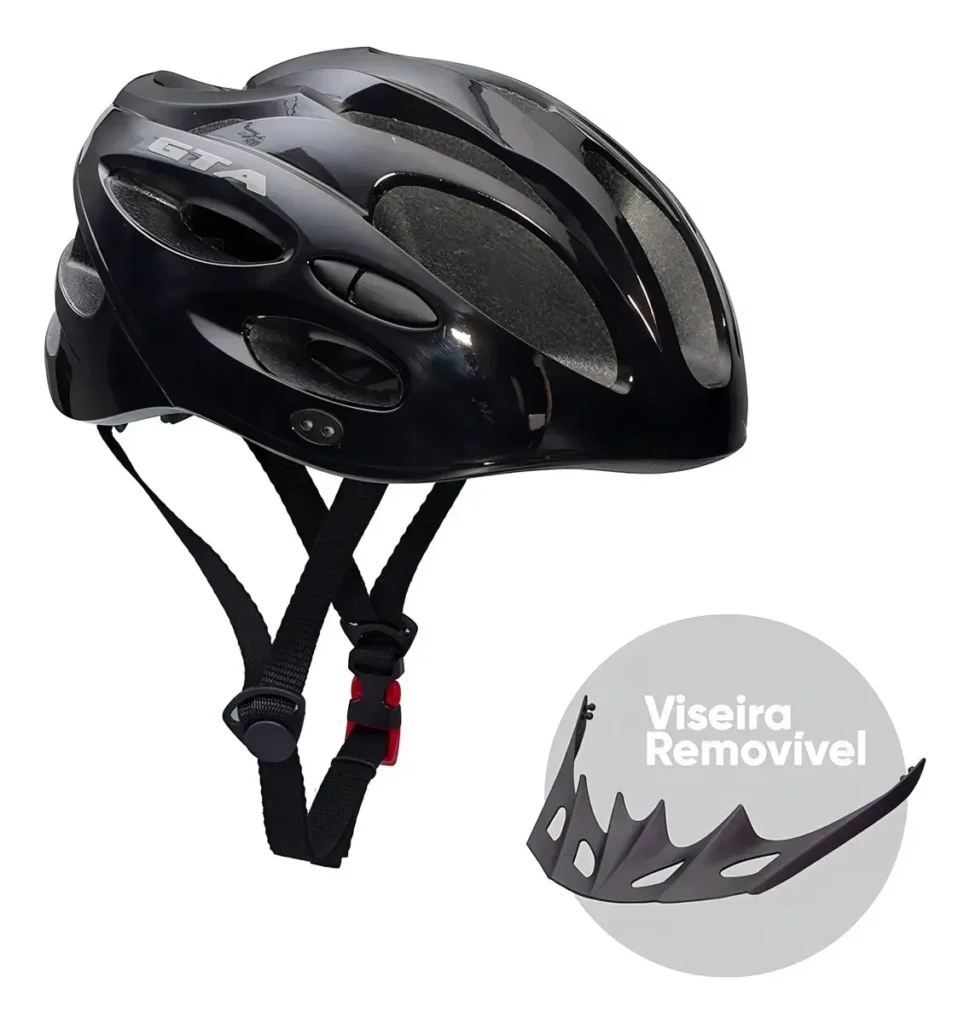 Capacete Bike Pisca Led Ciclismo Mtb Leve Preto Gta Tamanho M (54 À 58cm)