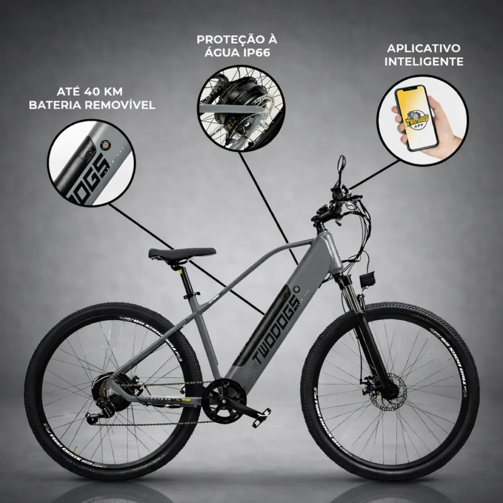 Sistema blindado, bateria removível e App da Bicicleta Eletrica Extreme X1 48v 500w Com Alarme Bikelete