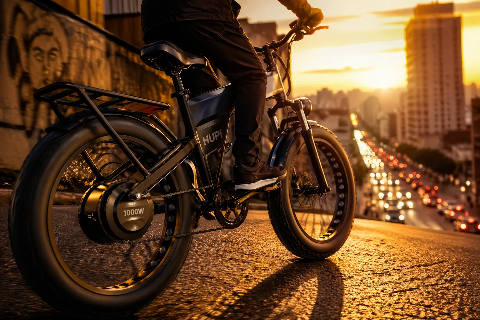 A melhor Bicicleta Elétrica 1000W subindo ladeira urbana