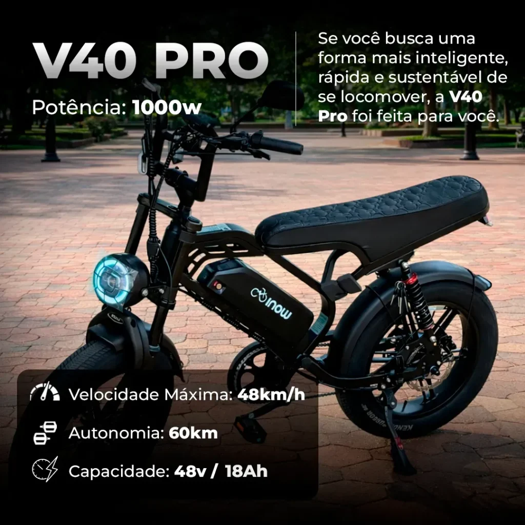 A nova Inow V40 Pro 1000W combina estilo retrô com a potência necessária para o dia a dia urbano.