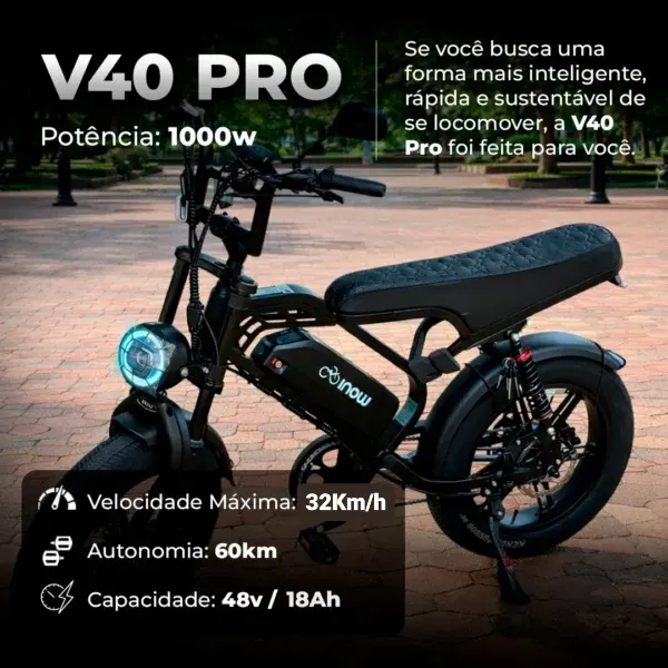 A nova Inow V40 Pro 1000W combina estilo retrô com a potência necessária para o dia a dia urbano.