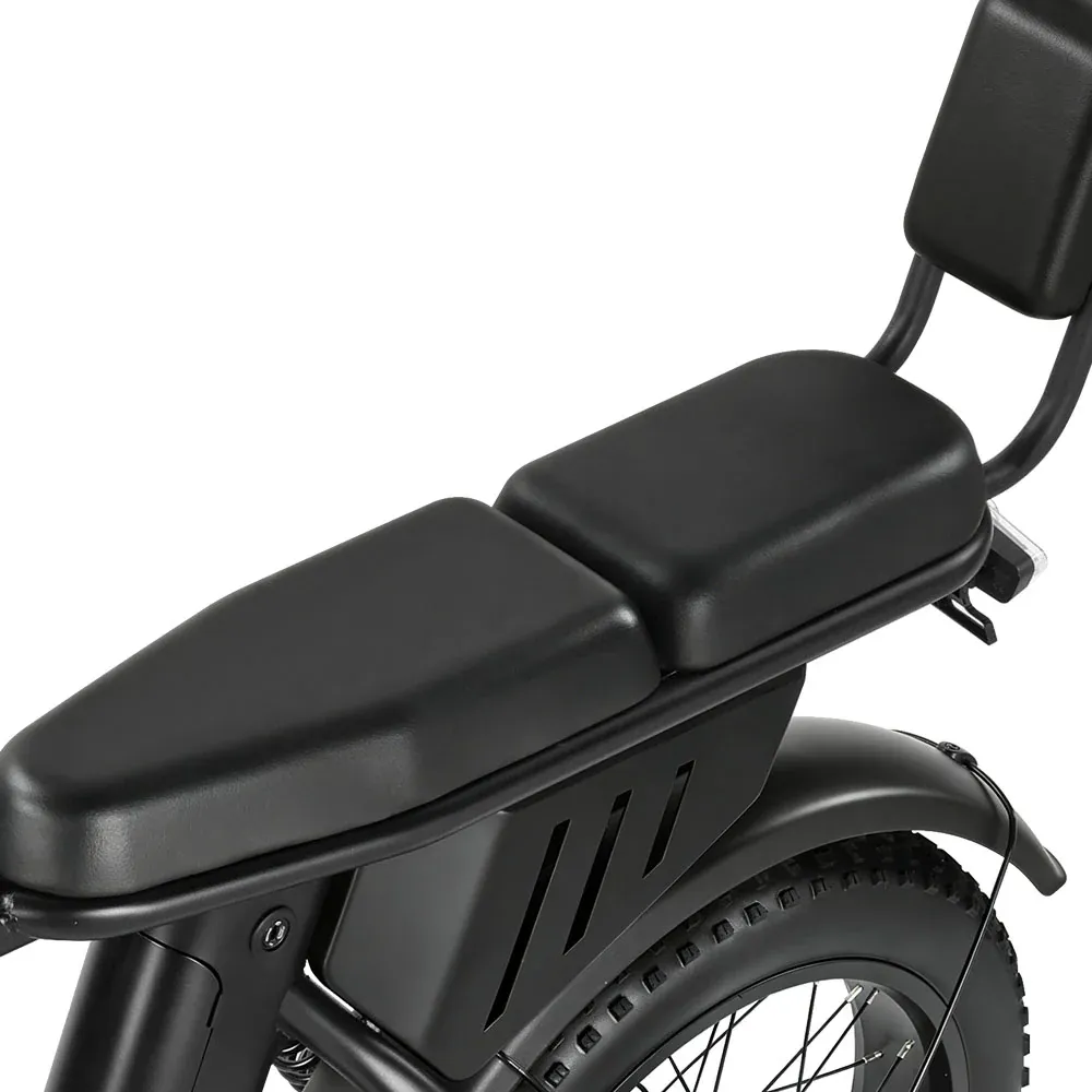 Banco alongado acolchoado com encosto traseiro da bicicleta elétrica Cavalletta AE8.
